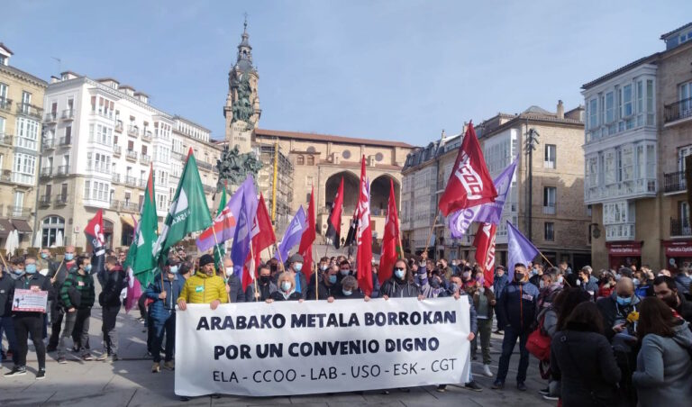 Arabako Metalgintzako sindikatuok manifestaziora deitu dugu otsailaren 19rako, hitzarmen duin baten defentsan