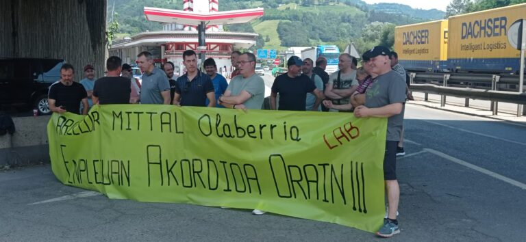 Olaberriako Arcelor Mittalen enplegu arloko akordio baten alde agertu gara